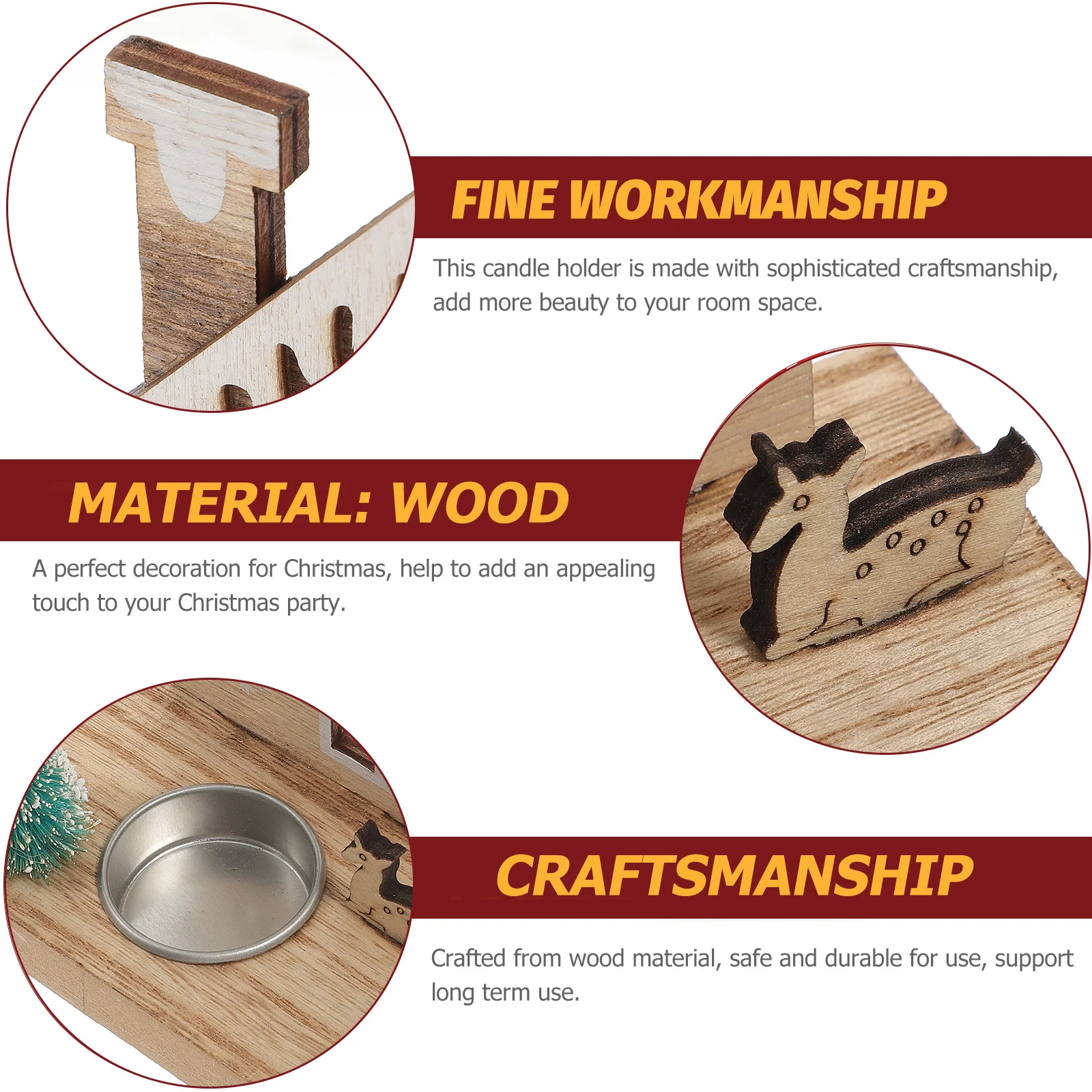 

Wooden Holder Christmas Tealight Table Centerpiece Santa Deer Motif Holiday Decoration Home Office Bar Hotel Restaurant