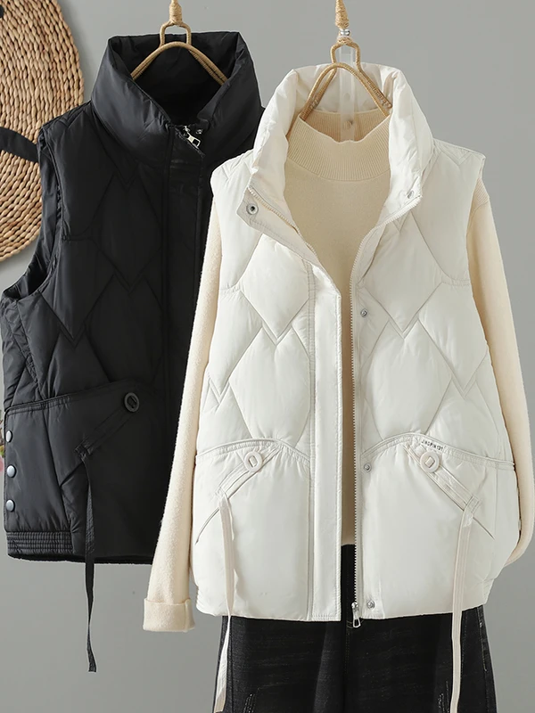 

Korean Japanese Brand Women's ort Svel Vest Jaet Thi Outerwear Faionable Winter Large Size Open Cardigan