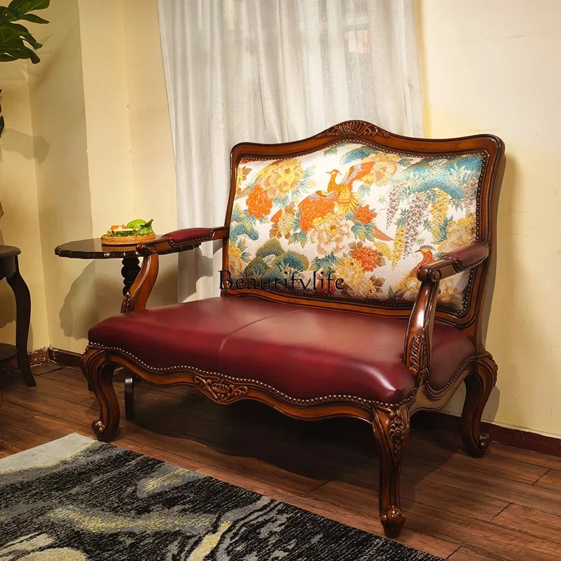 

yj5 European Style Solid Wood Single Sofa Chair American Style retro casual Chair