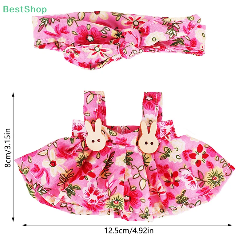 

〔Rebecca〕For 17cm Labubu Doll Clothes Sweet Floral Dress Charm Little Clothes Hairband Plush Doll Clothes Accessories