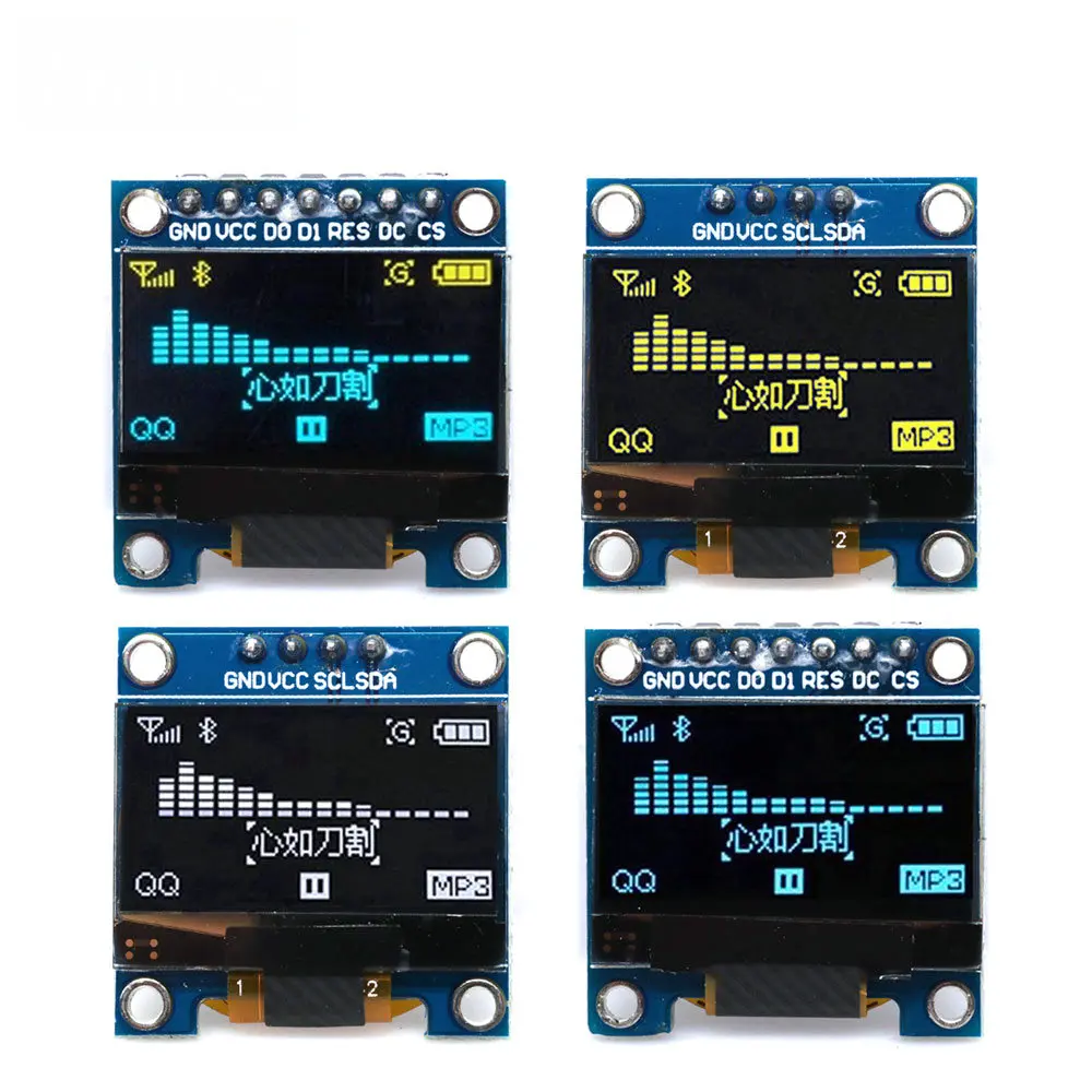 OLED Display Tech pour Ardu370.96, disponible en blanc et bleu, 0.96 pouces, IIC, I2C Communiquer, 4 broches