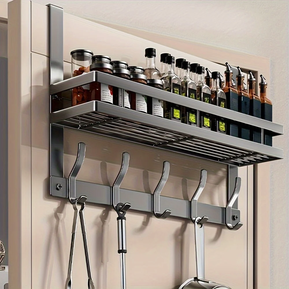 Wall Mounted Coat Rack With Bookshelf, Easy To Install On Clothes Hook Behind The Door, Multifunctional Kitchen Storage