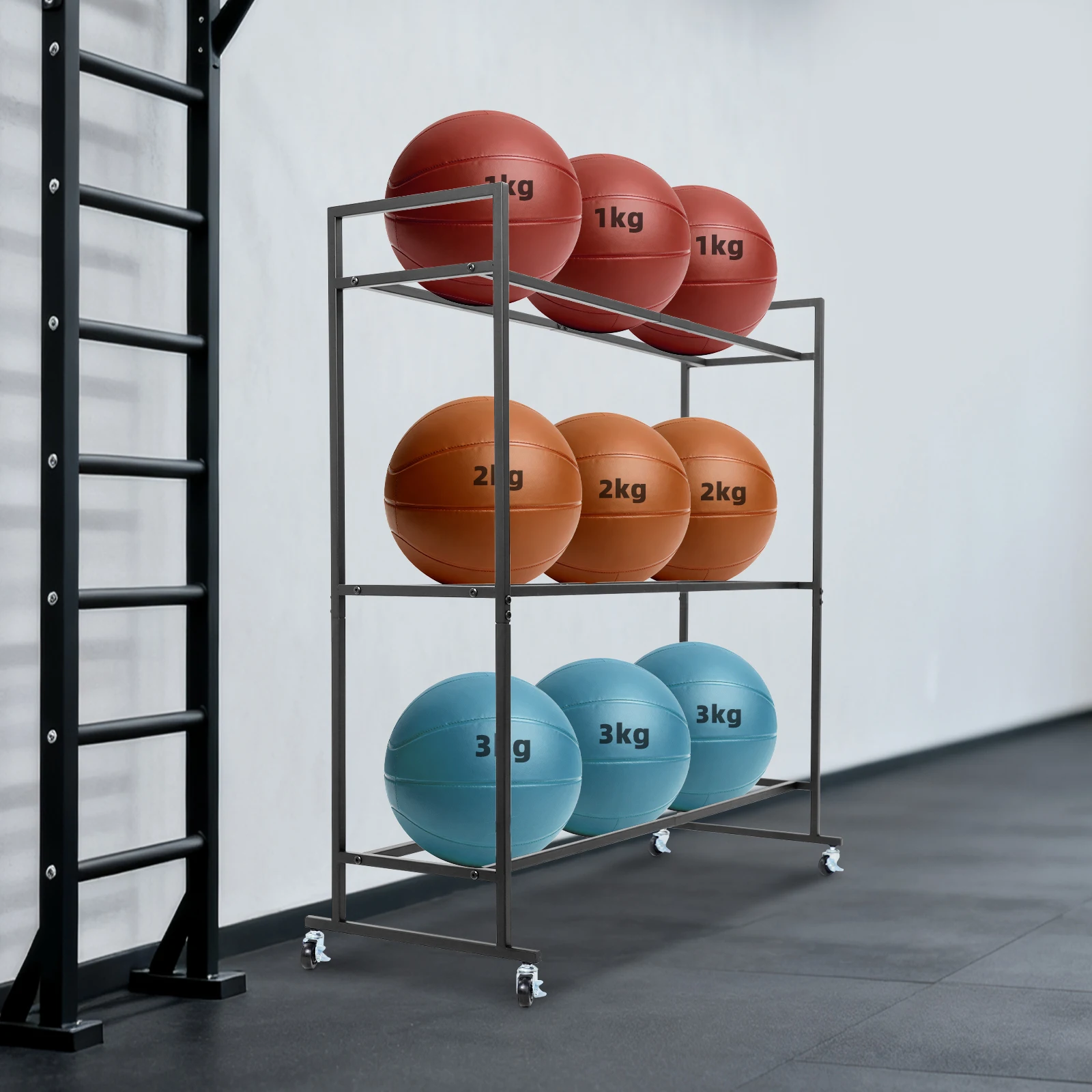 Yoga And Fitness Studio - Yoga Ball Holder Storage Stand, 3-Tier