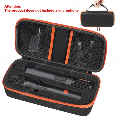Imagen 1 del producto Funda para micrófono inalámbrico Compatible con micrófono JBL Partybox, bolsa de almacenamiento portátil con espuma ajustable DIY para micrófono de Karaoke