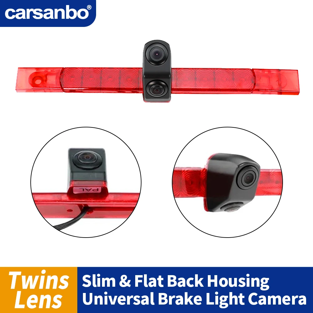 Carsonbo Van Universal Brake Light Camera Car Slim & Flat Back Housing Twins Lens Reversing Camera
