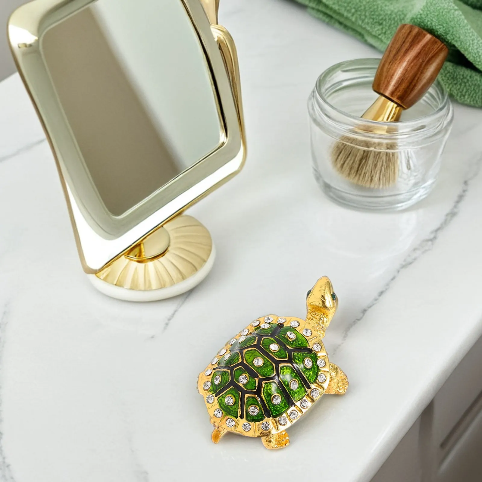 

Металлическая шкатулка для украшений в форме черепахи, декоративный органайзер для хранения серег, ожерелий и колец, для женщин и девушек, для офисного стола