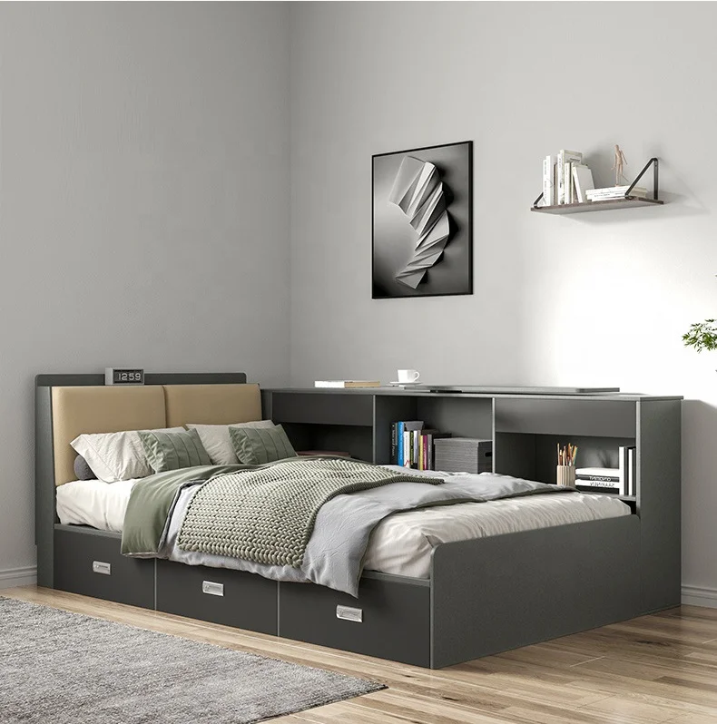 Queen bed Children's bed 120X200 with storage area Foldable modern wooden