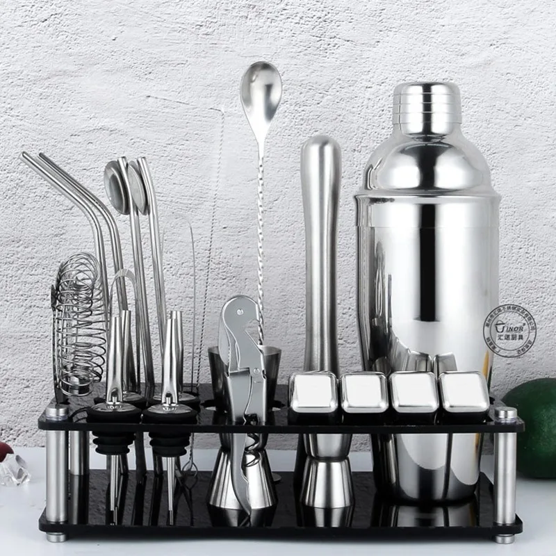 14/20/23/25 Pics Set Metal Boston Cocktail Shaker Set Wholesale Stainless Steel Bar Bartender Kit Bar Accessories for Car Party