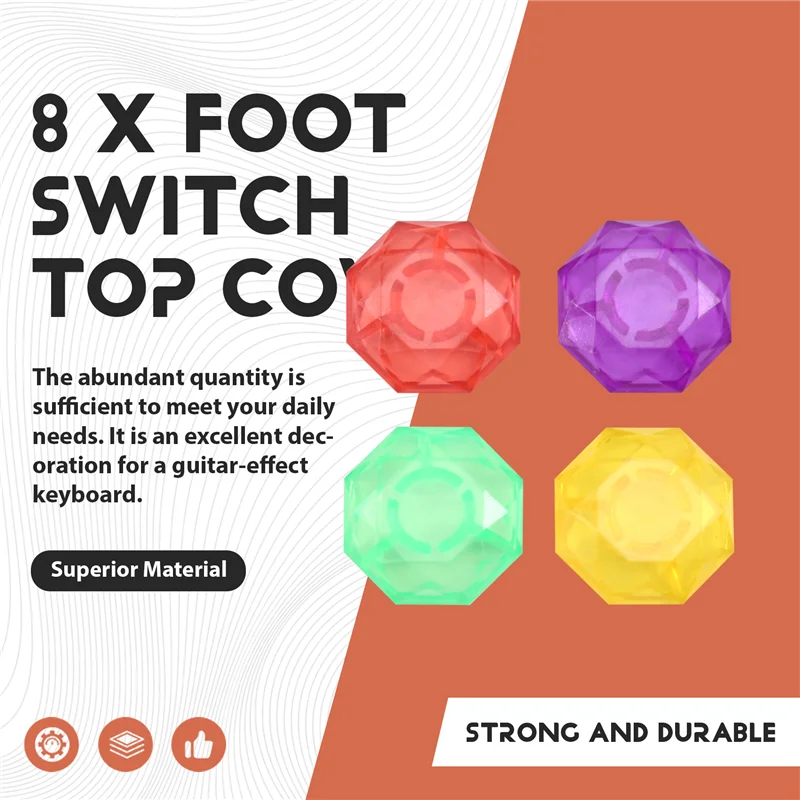 -A90P 8PCS Guitar Pedal Footswitch Toppers In Multicolor For Enhanced Patch Effect Peg Cap Control