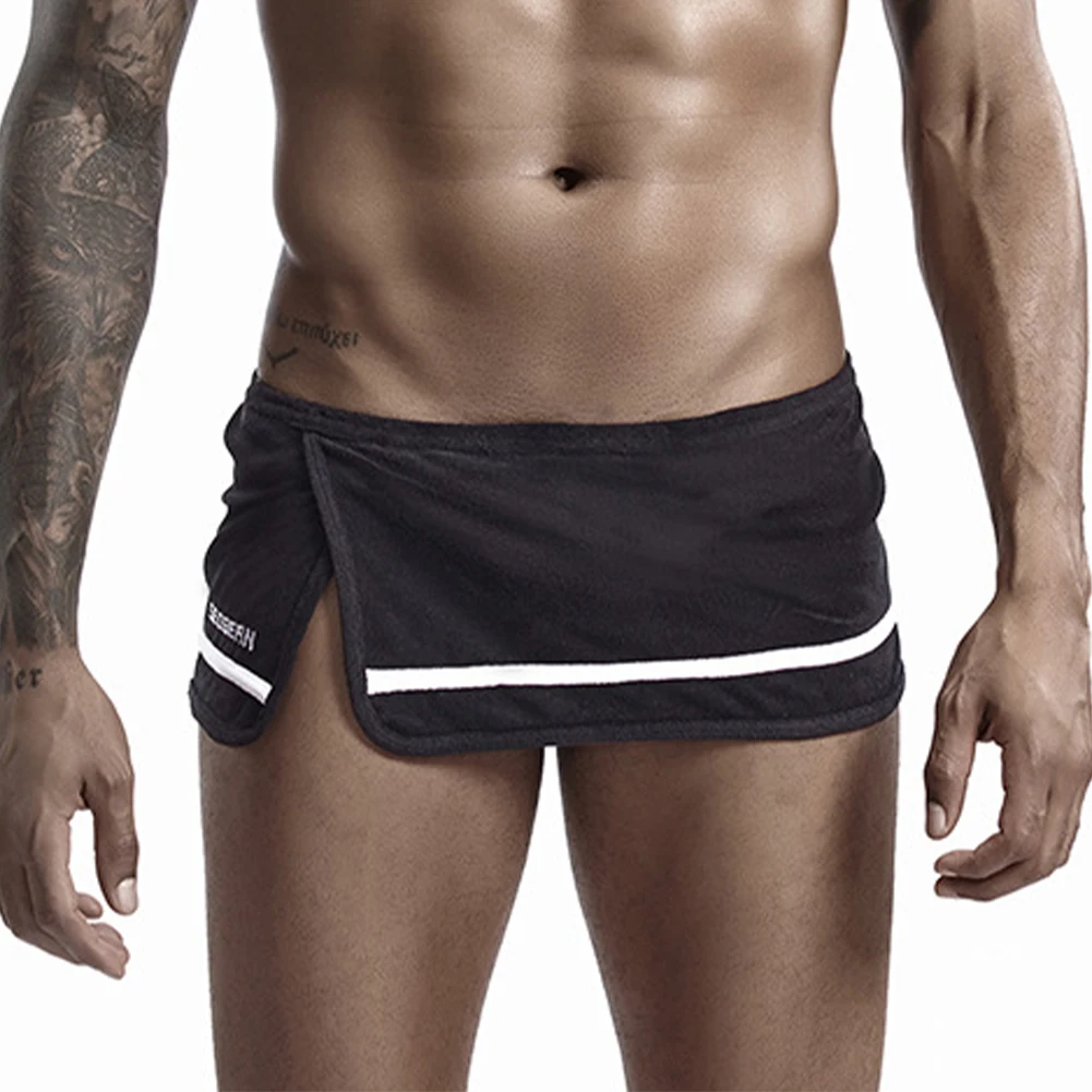 

Mens Sleep Bottom Pajamas Home Shorts Side Split Boxer Underwear With Pouch Briefs Low Waist Underpants For Man