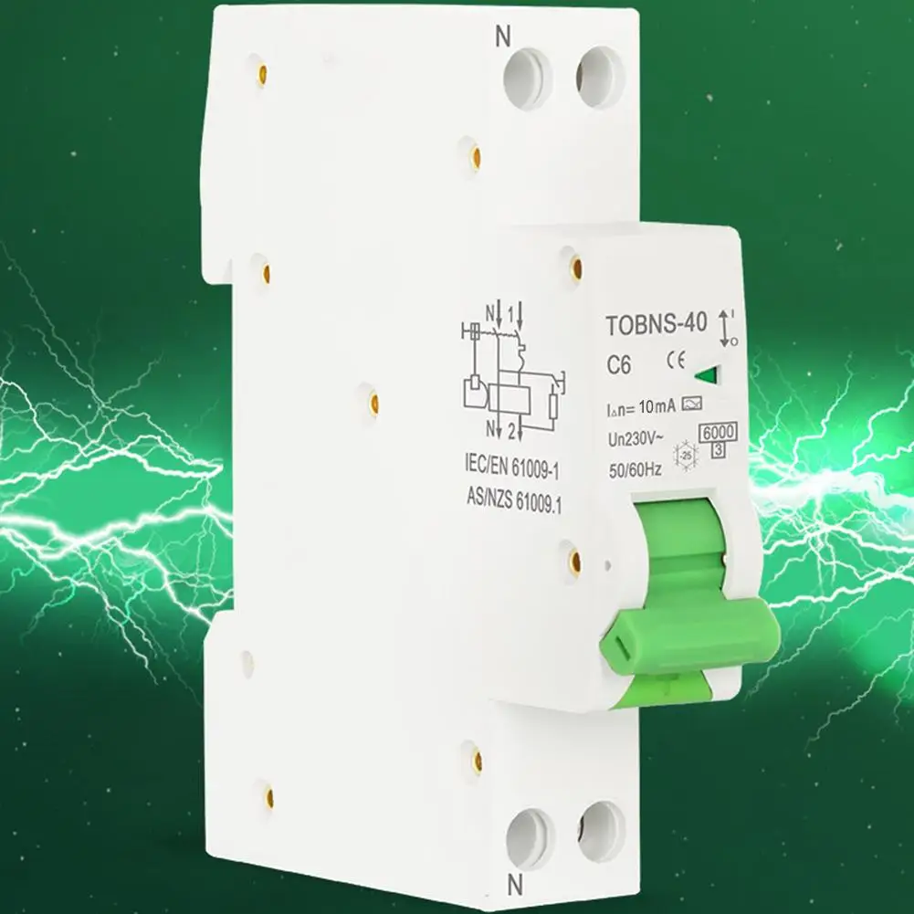 1 disyuntor 6A 16A 20A 32A 40A para RCBO 6KA 18mm 10mA para 1P + N disyuntor de fuga con herramientas eléctricas de sobrecorriente