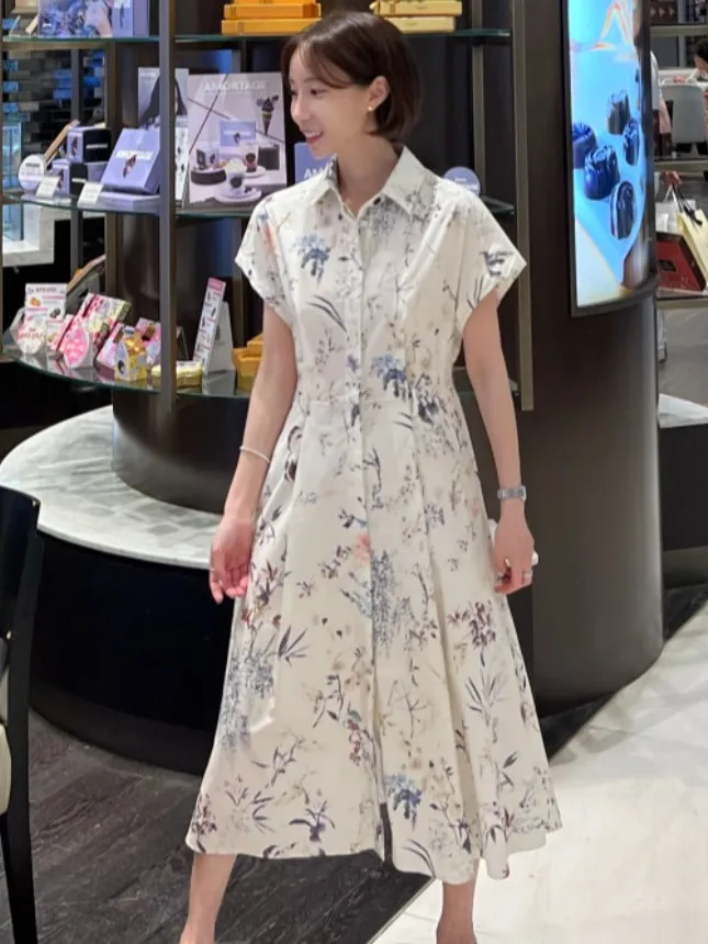 

Ретро-платье с принтом под водяной знак, женское, с поясом, приталенное, длинное, весна-лето, новинка, для повседневной носки