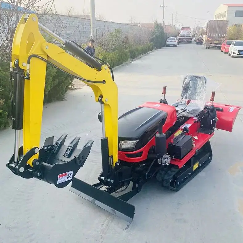 

Индивидуальный мини-культиватор-трактор на гусеничном ходу 22 л.с. с функцией экскаватора для рыхления почвы в гречишных полях