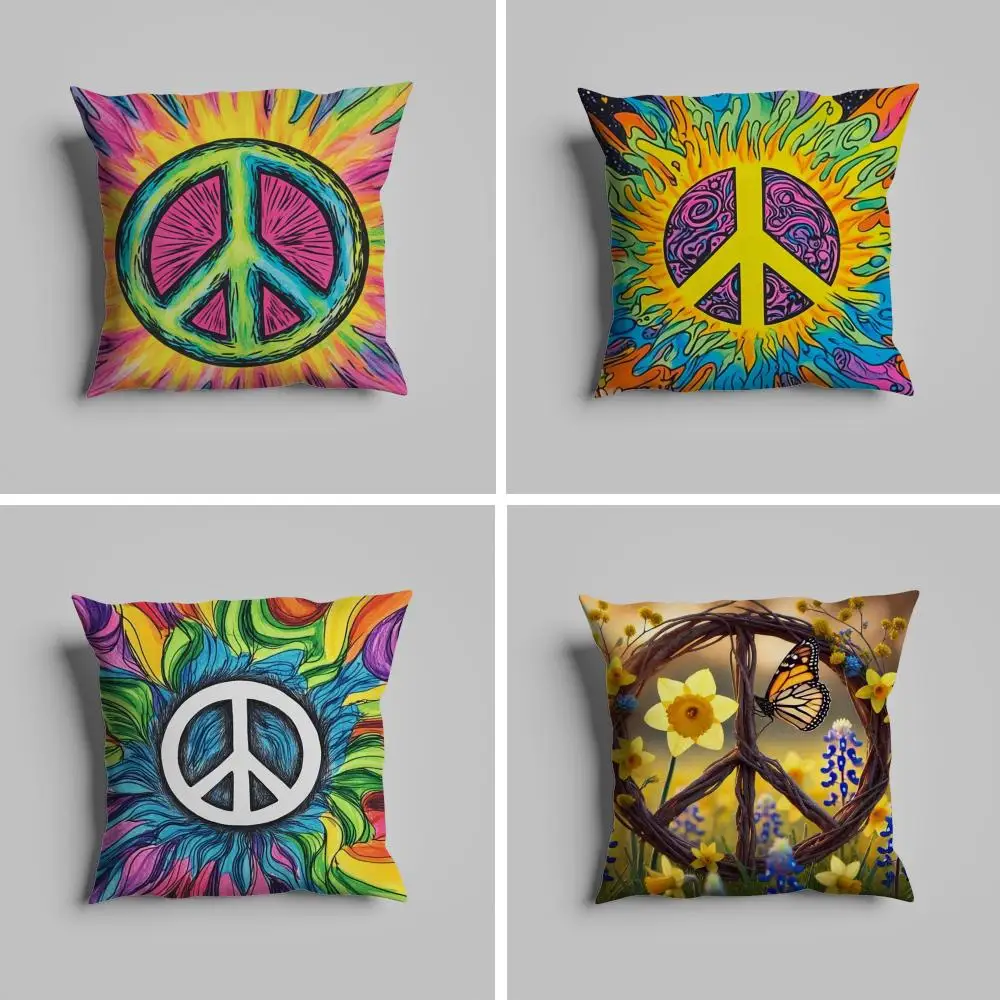 

Pillow Case luxurious home office, sofa decorative Multi sized car seat cushions, pillowcases Peace sign flower sunshine