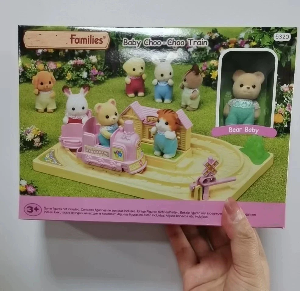 Genuine Forest Families Anime Persian Cat  Cloud Rainbow Train Polar Bear Family Cute Milk Rabbit Family Doll Gift Toys