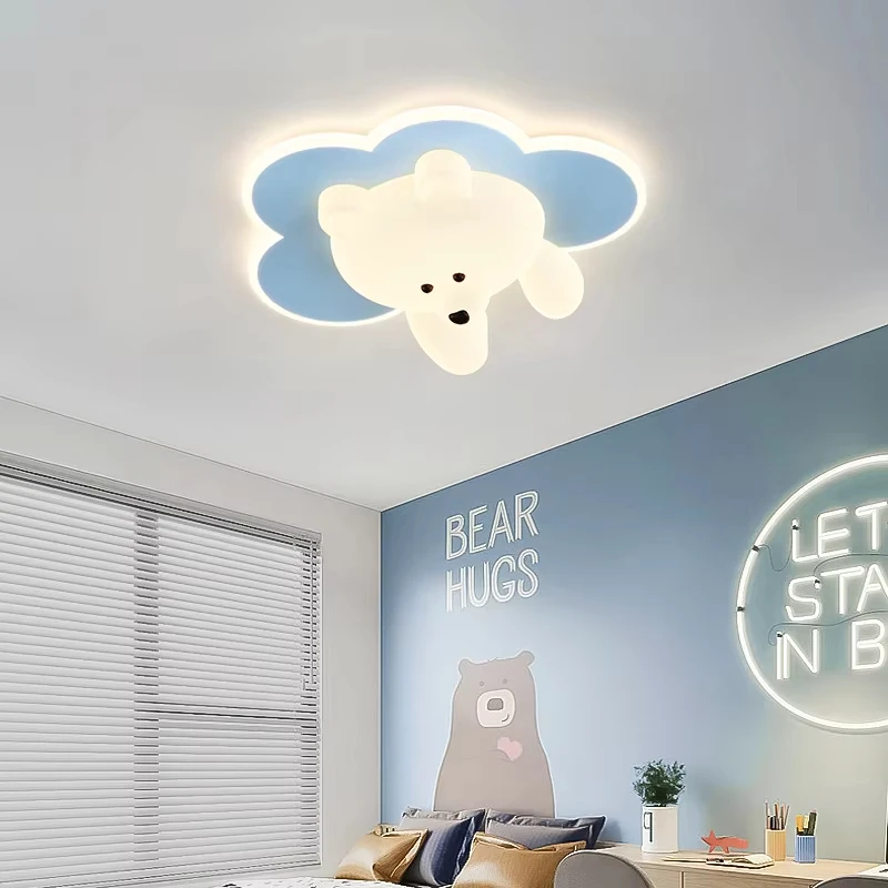 2026 الدب ضوء السقف كريم مصباح السقف لطيف LED الغيوم تركيبات الإضاءة المستديرة لغرف النوم غرفة الأطفال دراسة معلقة La