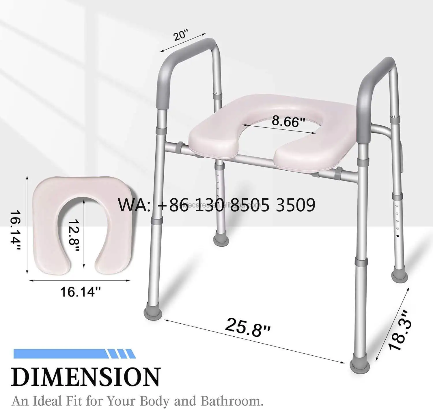 

Durable Detachable Raised Toilet Seat Armrest Legs Self-Assembly Fashion Design for Rehabilitation Therapy Supplies