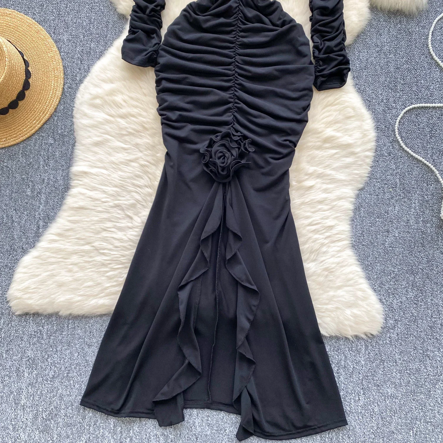 Sexy Halter folds Backless Bodycon Dress Sleeveless Off Shoulder Elegant Dress Women Summer mermaid Fashion Dresses