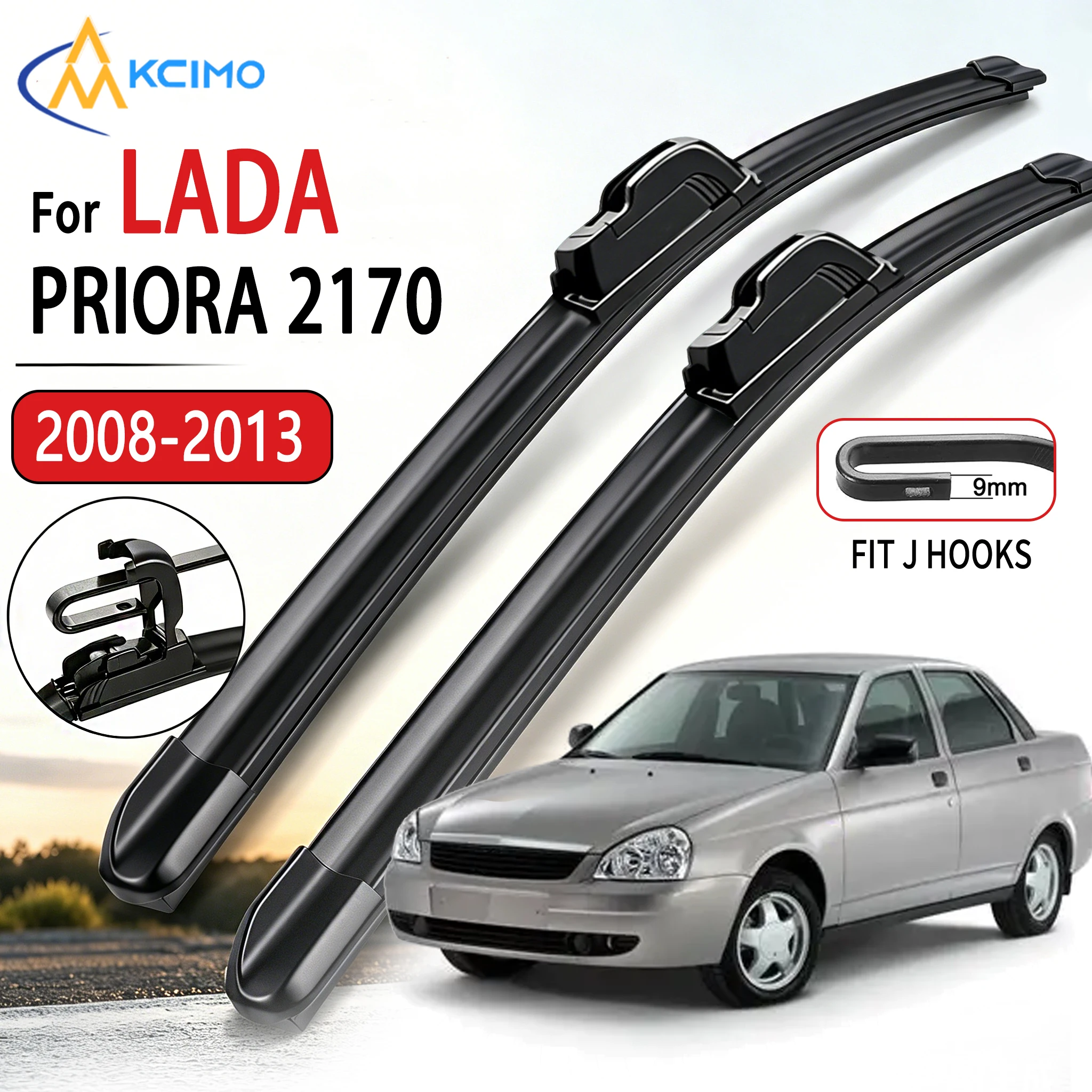For Lada Priora 2170 2008-2013 2pcs U Type Soft Rubber Boneless Wiper Blades 20