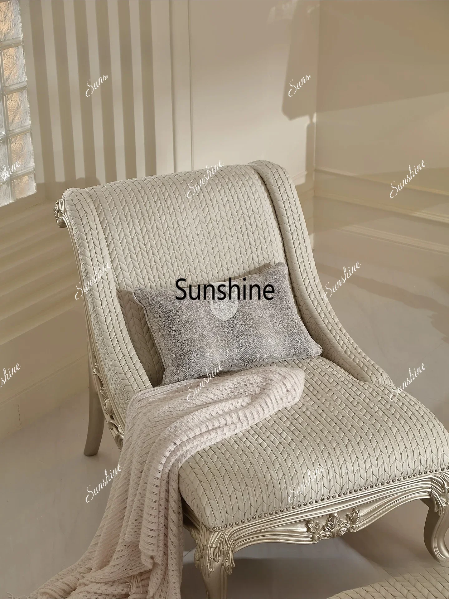 French light luxury single sofa fabric balcony lazy leisure chair T*