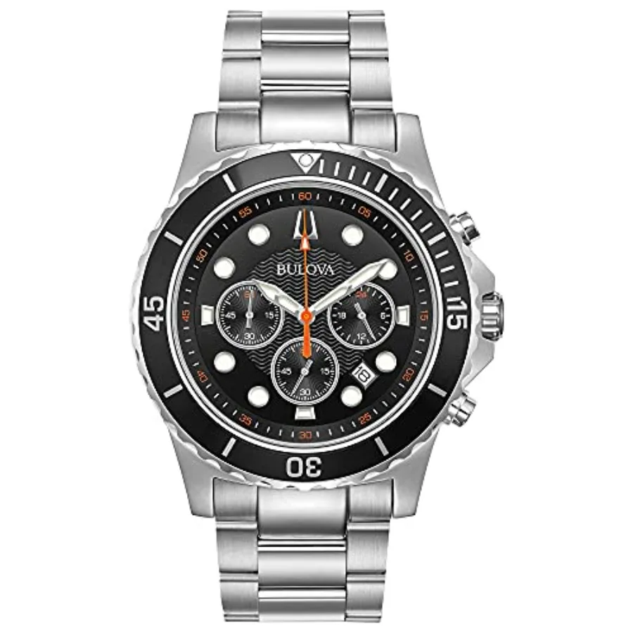 Bulova Men's Classic Sport 6-Hand Chronograph Quartz Watch, Calendar Date, Luminous Hands and Markers, 100M Water Resistant, 44