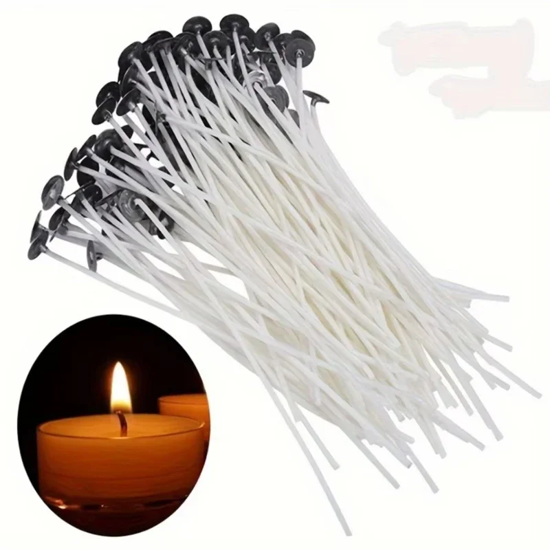 100Pcs/set Smokeless Candle Wicks Soy wax Pure Cotton Core DIY Candle Making Pre-waxed Wick For Party Supplies