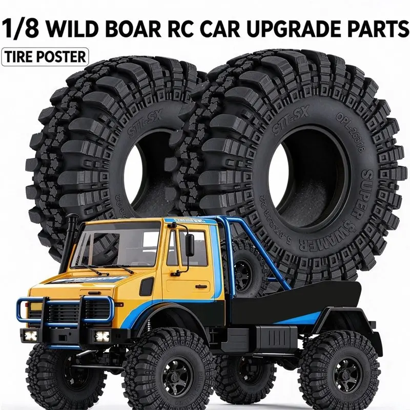 CYGJ-RC Crawler Tires Super Grip Tyres For 1/8 CROSSRC Wild Boar RC Car Upgrade Parts