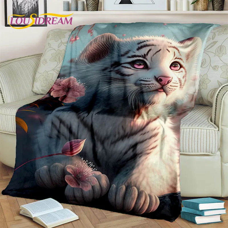 Beast Cartoon Tiger Lion Leopard Animal Wildlife  Blanket,Soft Throw Blanket for Home Bedroom Bed Sofa Picnic Cover Blanket Kids