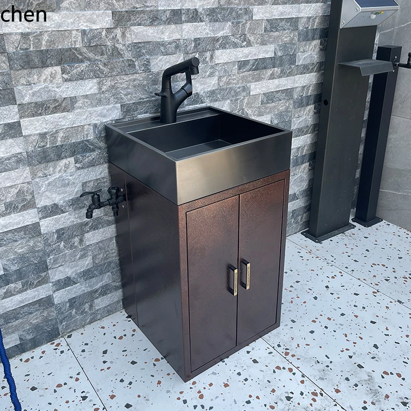 CZ Thickened Stainless Steel One-piece Basin Outdoor Wash Basin Courtyard Outdoor Balcony Wall-mounted