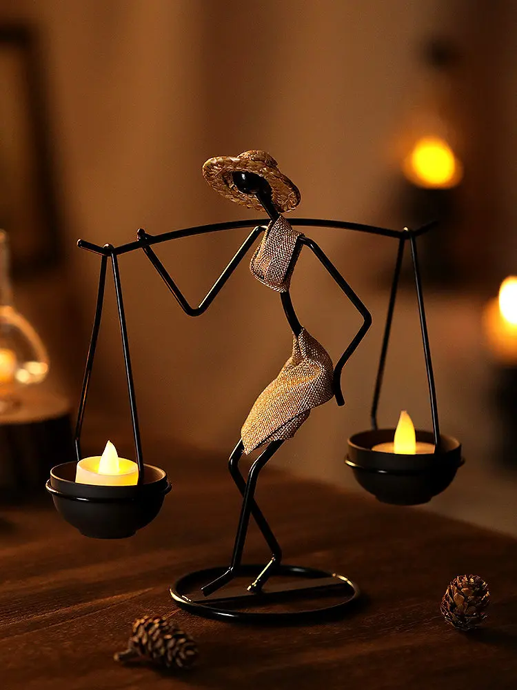 Retro wrought iron candle holder candle ornament European creative candle decoration table romantic arrangement props