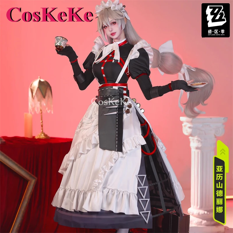 CosKeKe Alexandrina Sebastiane Cosplay Game Zenless Zone Zero Costume Fashion Maid Dress Halloween Party Role Play Clothing S-XL