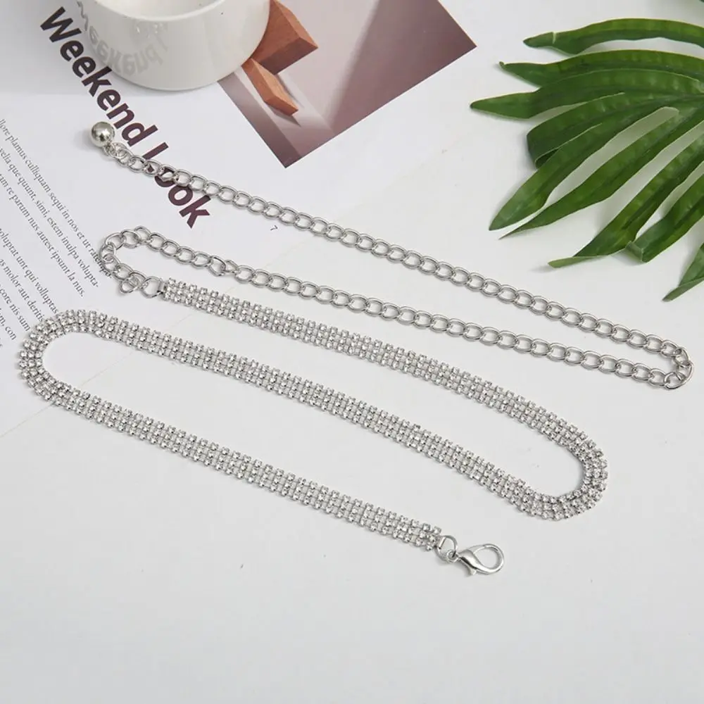 Sparkling Rhinestone Waist Chain Lightweight Adjustable Summer Belt Rhinestone Decor Elegant Elegant Waist Chain