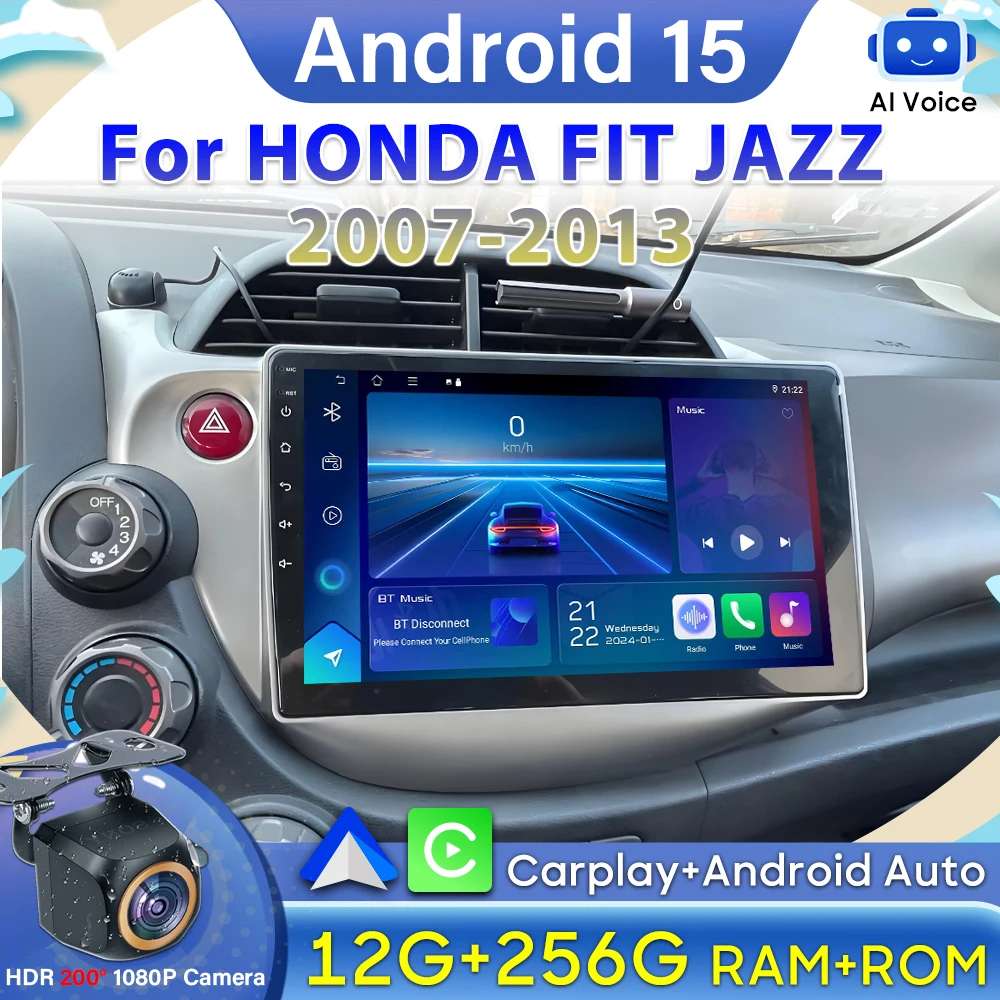 راديو السيارة لهوندا صالح جاز 2007-2013 مشغل وسائط متعددة رقم 2din أندرويد السيارات Carplay DSP 4G واي فاي نظام تحديد المواقع 2k مشغل وسائط متعددة BT #1