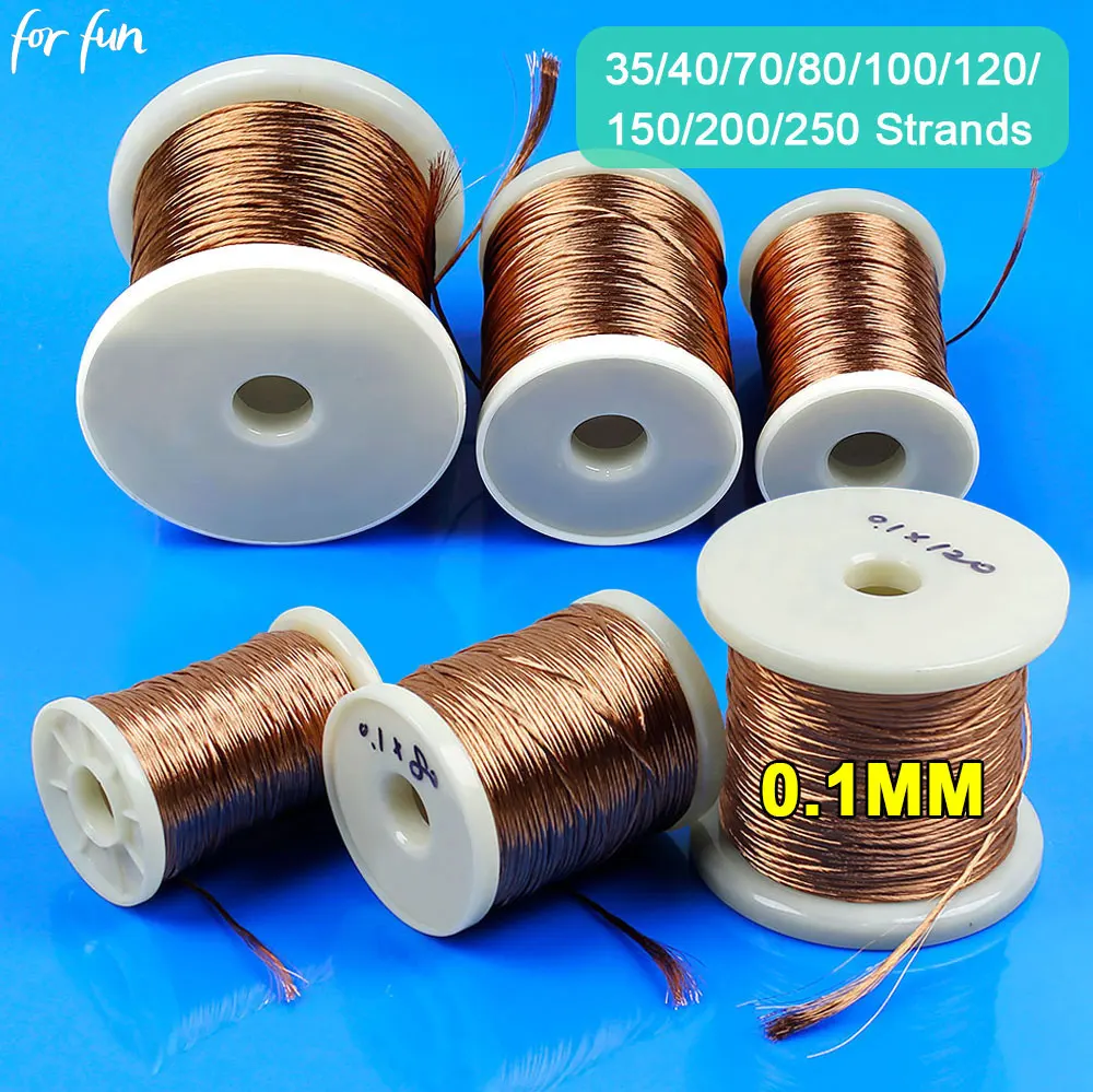 For Fun 0.1MMx35/40/70/80/100/120/150/200/250 Strands 1M Litz Wire Optical Stranded Wire Multi Strand Copper Enameled Wire