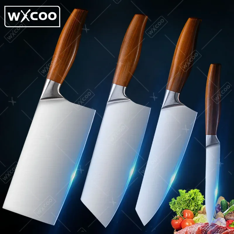 4 Pcs, Kitchen Chef Knife Set, Stainless Steel Multipurpose Knife Meat Cutting Pig Fish Killing Knife Vegetable Fruit Cutter