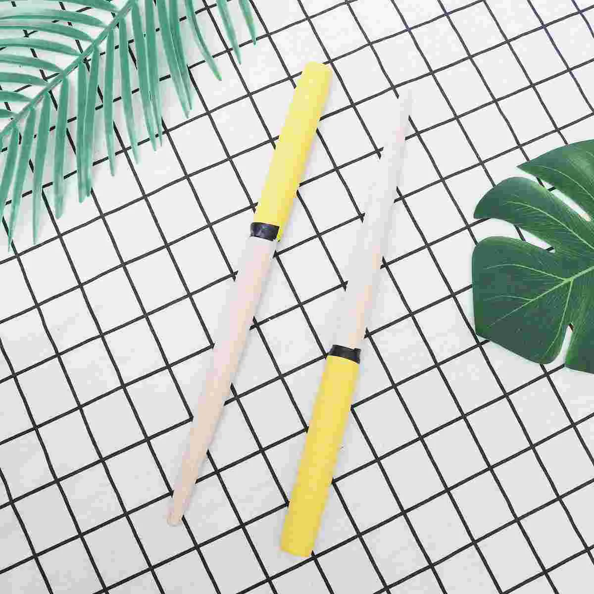 

Professional Drumsticks Wooden Yellow Bamboo Rubber Handle Lightweight Percussion Instruments Accessories Child Gift