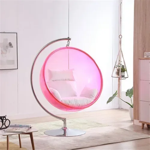 Internet celebrity transparent acrylic hemispherical hanging chair  basket swing ball space chair outdoor balcony furniture