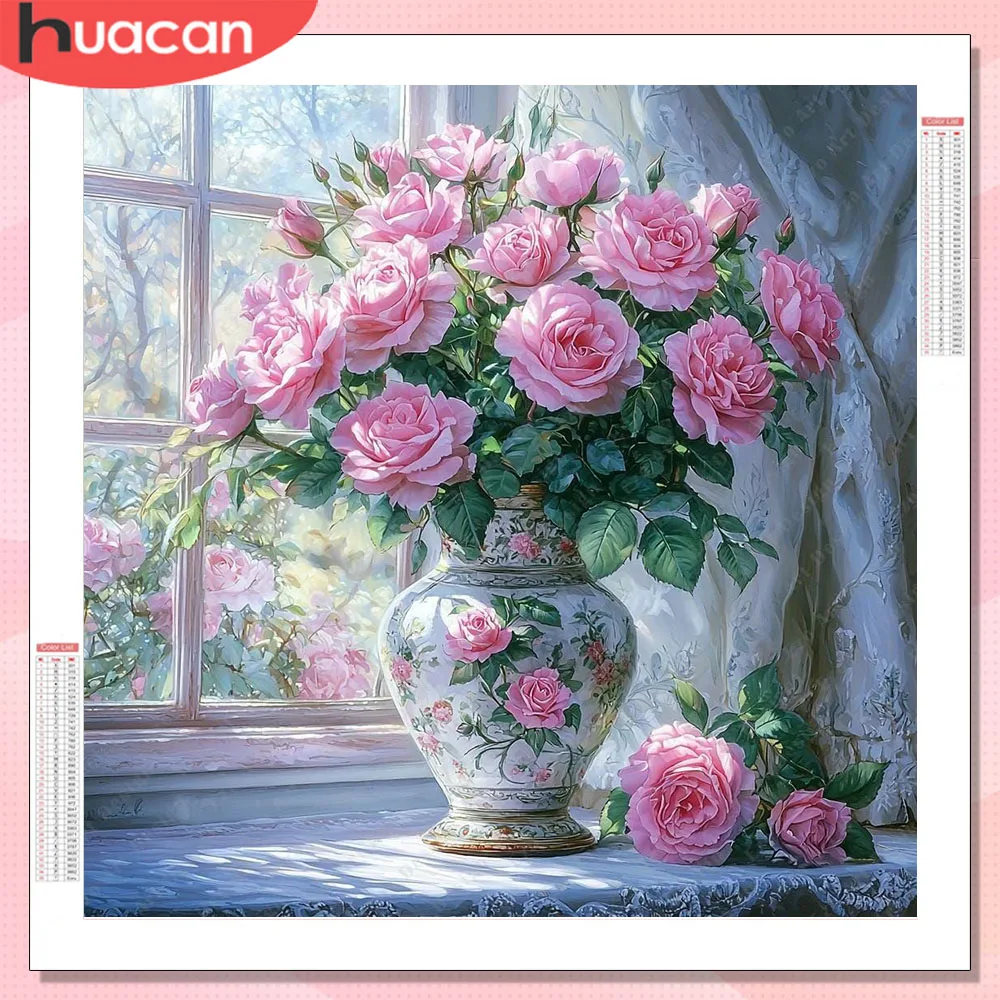 HUACAN Diamond Painting Rose Flower Full Drill Diamond Mosai