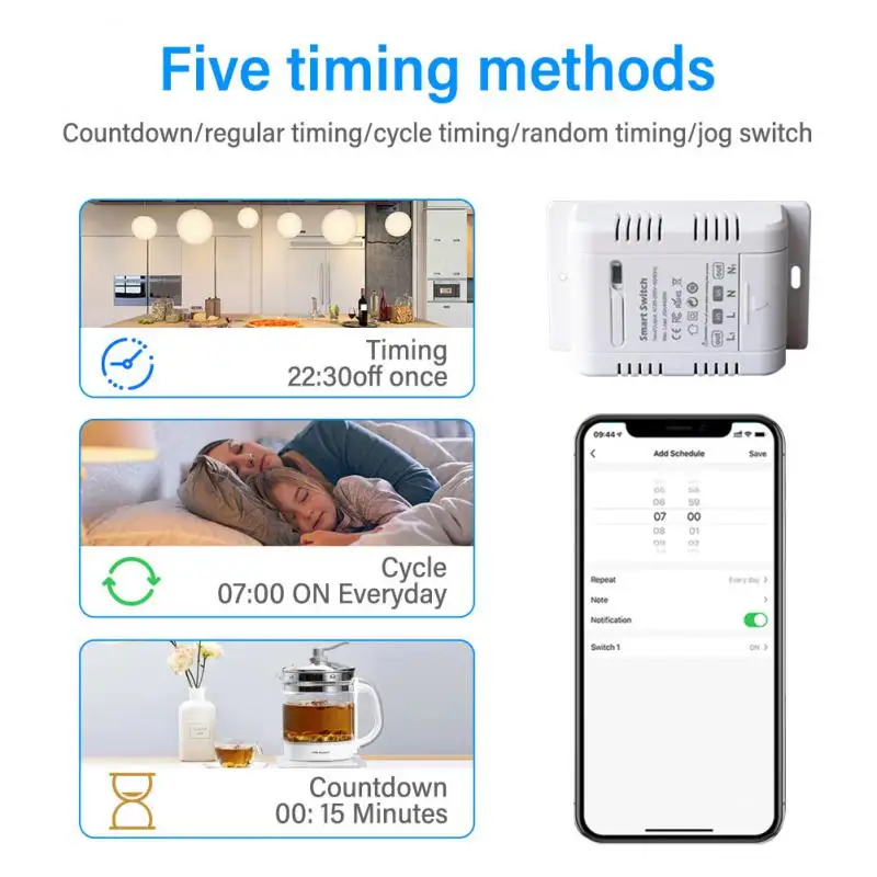 Tuya wifi 20A مفتاح ذكي جهاز تشغيل وإيقاف عالي الطاقة مع تطبيق القياس وجهاز التحكم عن بعد Alexa Google Assistant