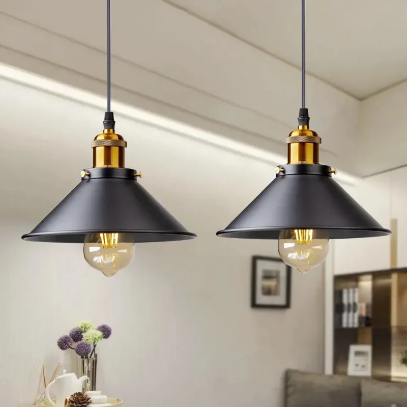 Vintage Suspensão Lustres Luz, Loft Lâmpadas Pingente, Lustre Suspenso Retro, Abajur De Ferro, Cozinha, Jantar, Decoração de Casa, E27