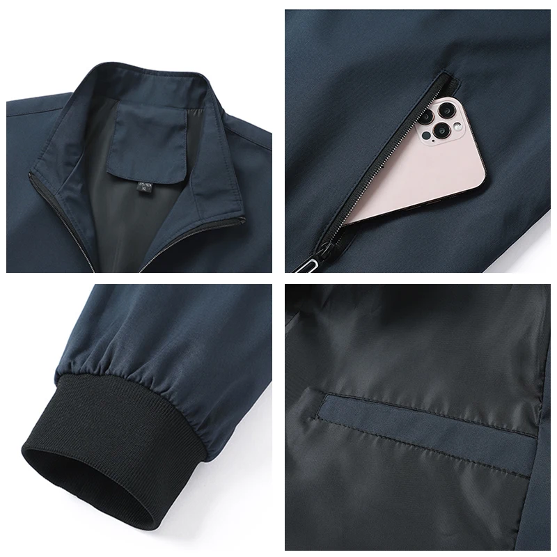 Chaqueta de cuello alto para hombre, abrigo de ocio, cómodo, a la moda, a prueba de viento, ventilación, Color sólido, primavera y otoño, novedad de 2024