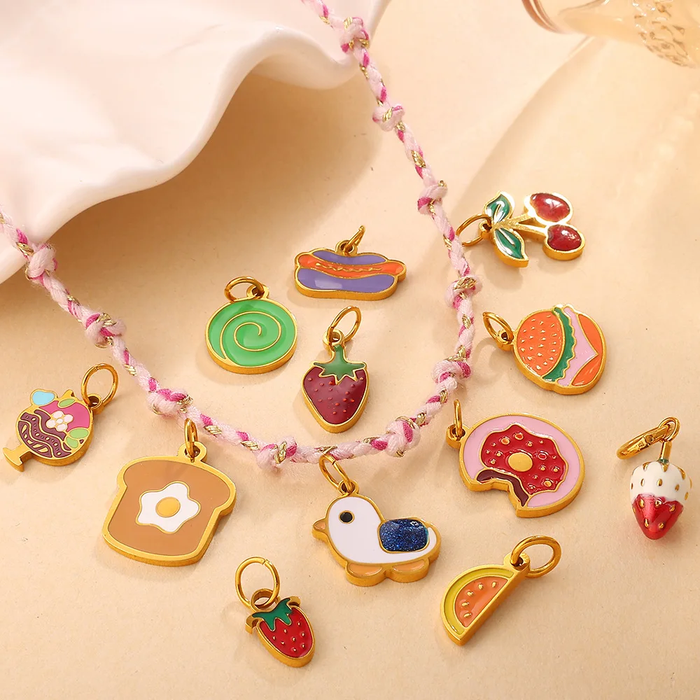 Yori 2Pcs Cute Mini Pendant From The Hamburger Fries Food Series Small Pendants Charms for Jewelry Making Supplies