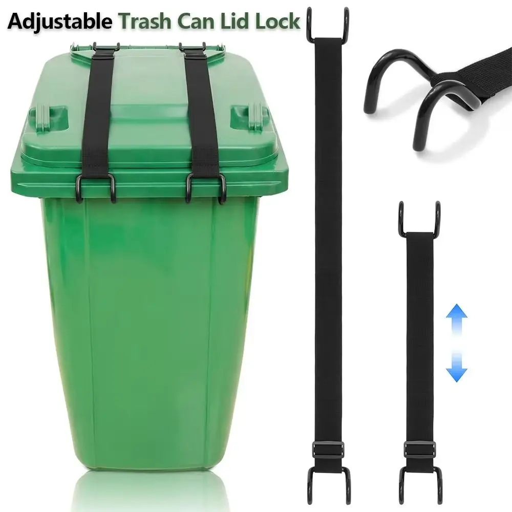 Anti Slip Adjustable Trash Can Lock Adjustable Security Strap Garbage Can Lock Tear Resistant Raccoon Bear Proof Bin Lid Lock