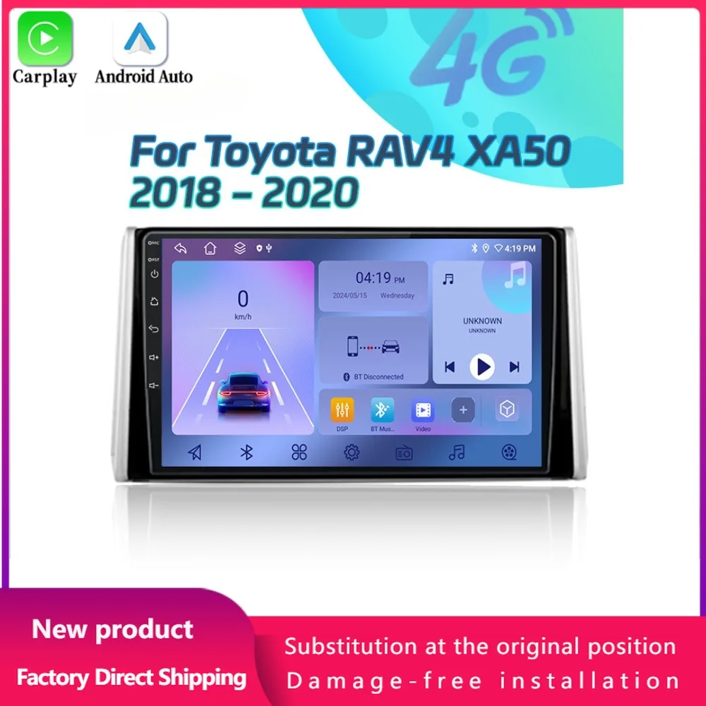 

Car Radio Multimedia Video GPS For Toyota RAV4 XA50 2018-2020 Android 14 Navigation Car Radio Wireless BT Carplay Screen Stereo