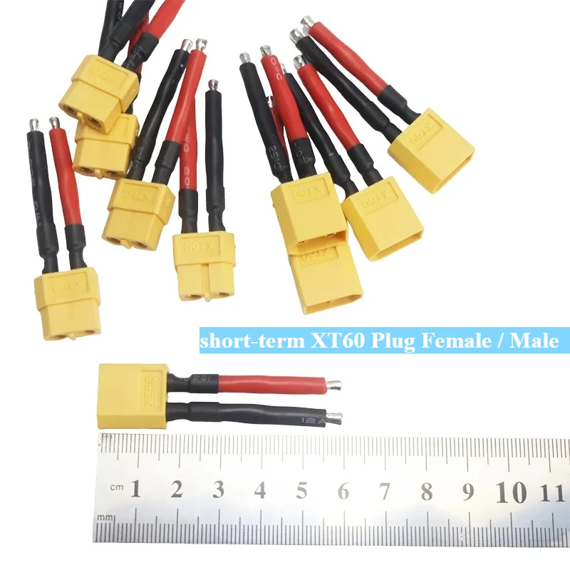 4Pcs Short-term XT60 Plug Female and Male Connector with 12/14AWG Soft Silicon Wire for RC Lipo Battery Cable Drone DIY Expand