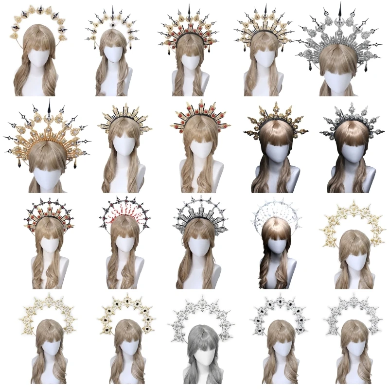 

Crowns Headband Craft Material Kits Mother of God Church Costume Headband Sun Lady Hairband Female Tiaras Crownpiece N58F