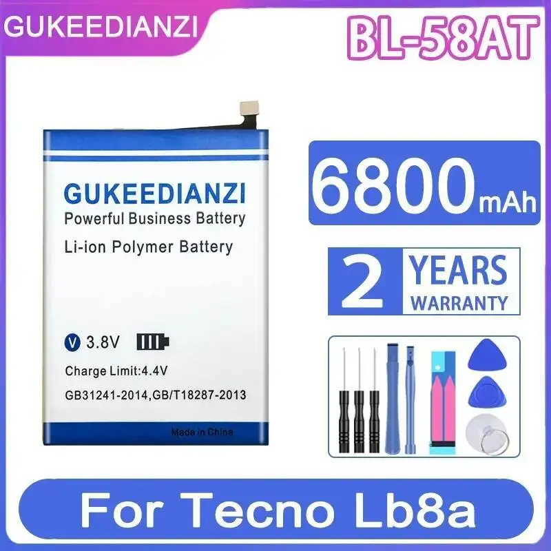 

Mobile Phone Battery For Tecno Lb8a 6800Mah BL-58AT High Capacity Safe