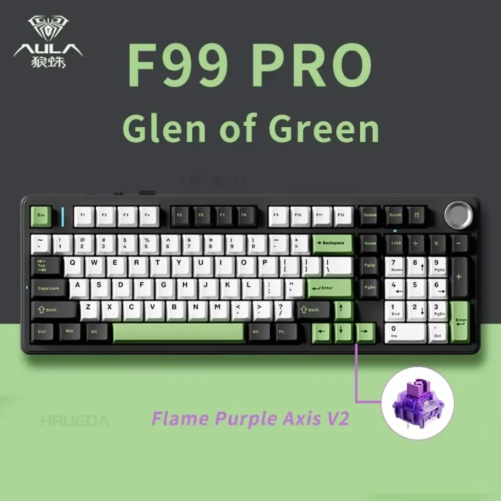 

AULA F99 Pro Keyboard Gasket Bluetooth 5.0/USB-C/2.4G Wireless Mechanical Gaming Keyboard with 8000mAH Battery Customized