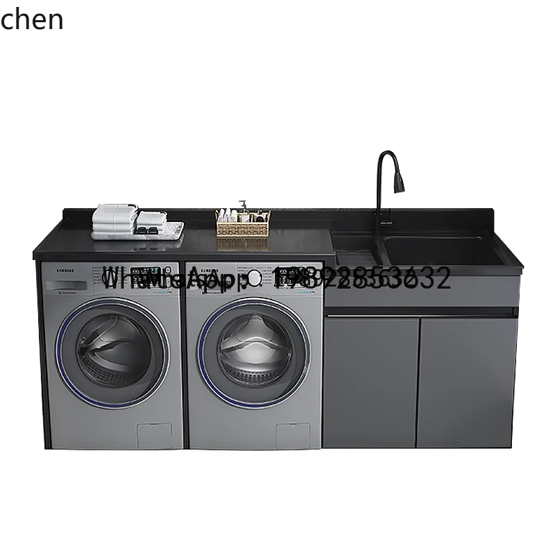 X4 space aluminum washing machine cabinet high and low basin laundry cabinet with washboard