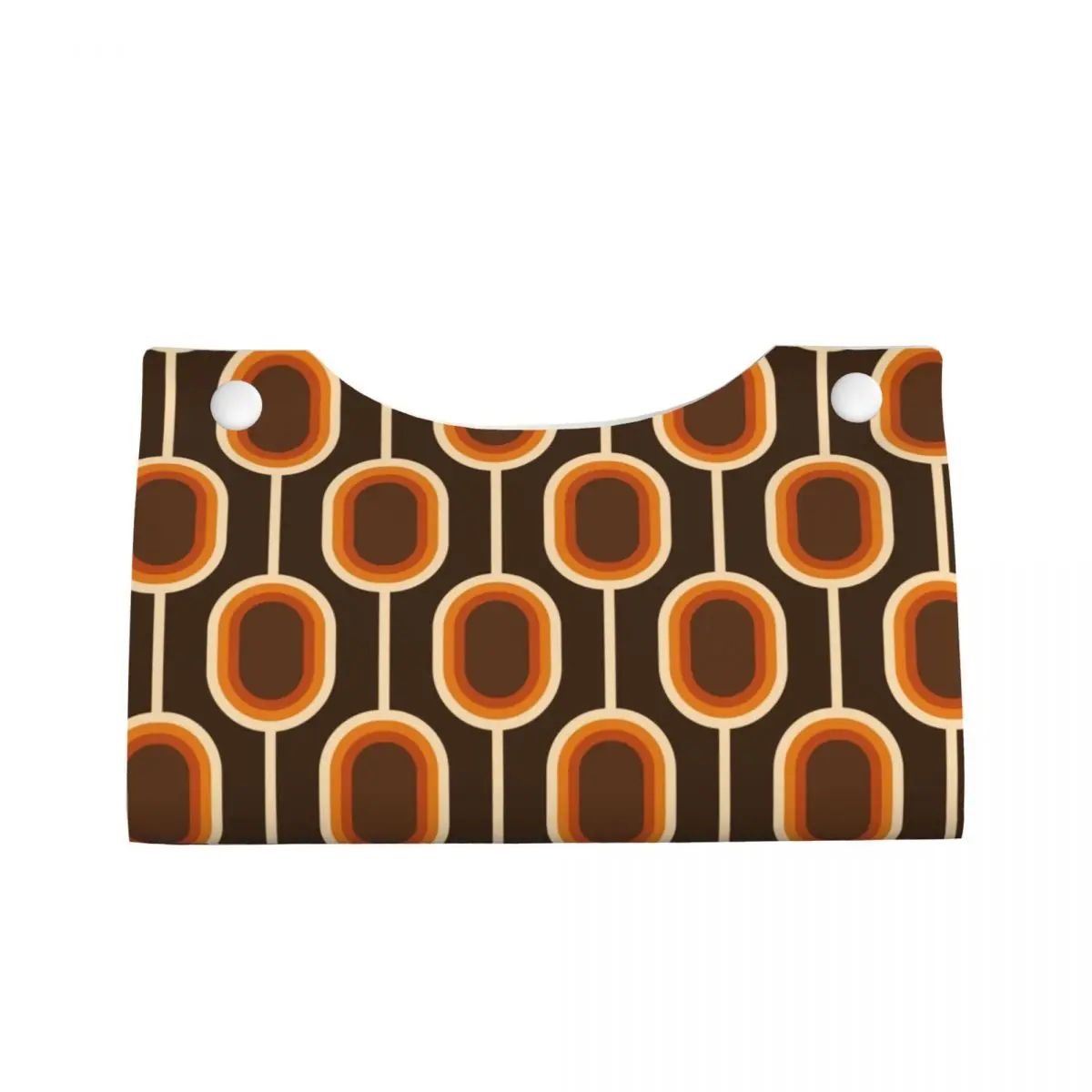 Custom Orange And Brown Connected Nodes Tissue Box Cover PU Leather Rectangular Colorful Mid Century Facial Tissues Holder for